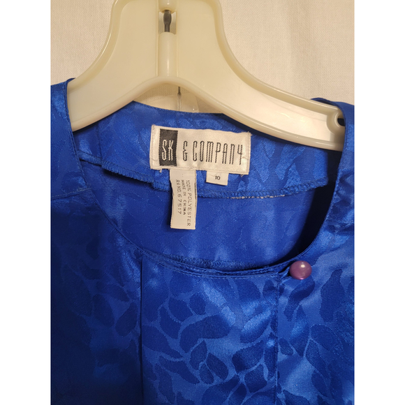 SK & Company Metallic Blue Button Up Womens Dress Shirt Size 10 - Picture 2 of 4